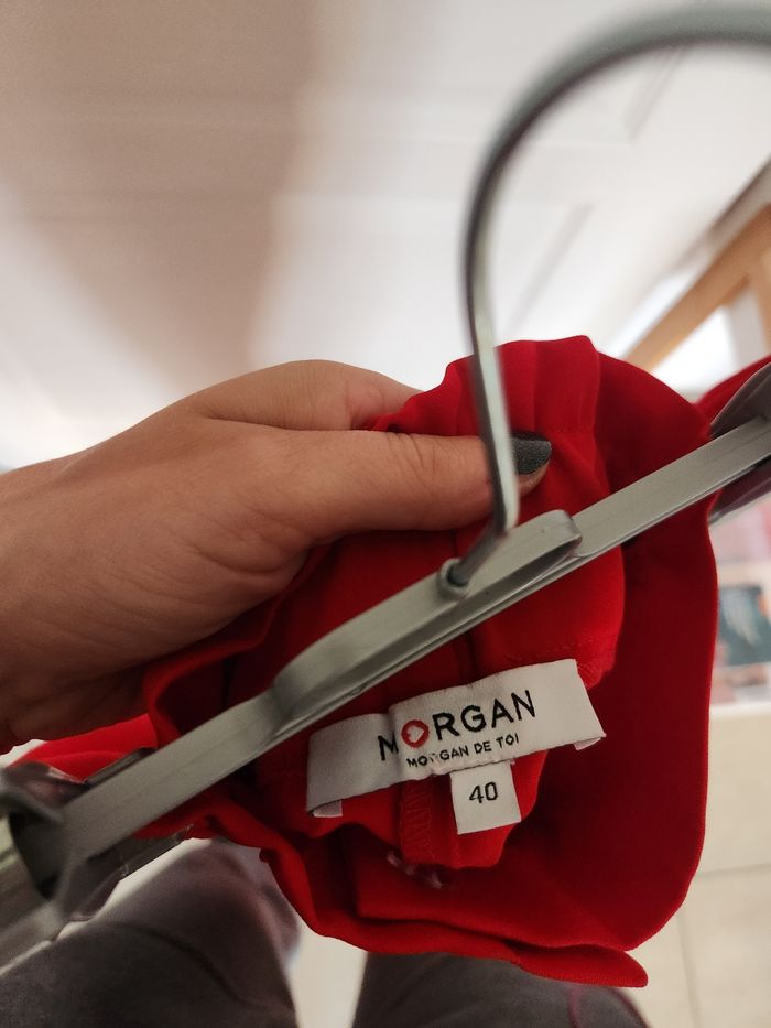 Pantalon large rouge Morgan. - photo numéro 5
