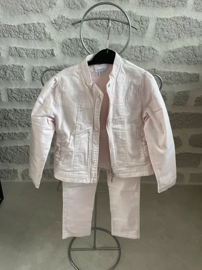 Ensemble pantalon et veste marèse fille rose paillette