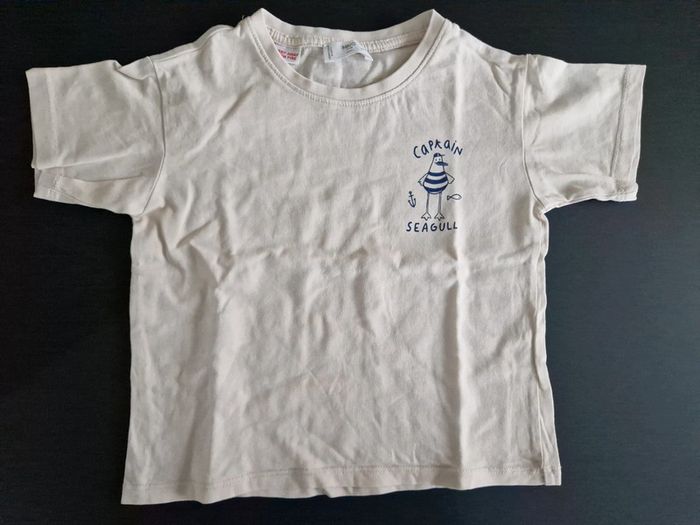 Tee-shirt manches courtes garçon Mango crème capitaine 98 cm