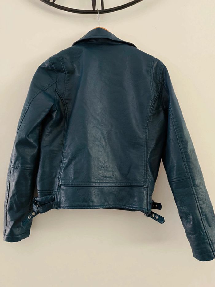 Veste en simili cuir bleu marine bonobo taille L - photo numéro 3