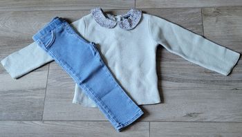 Ensemble pull col Claudine et jeans taille 36 mois