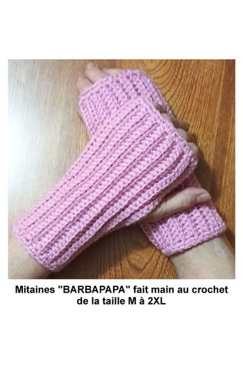 Mitaines "BARBAPAPA" fait main au crochet de M à 2XL