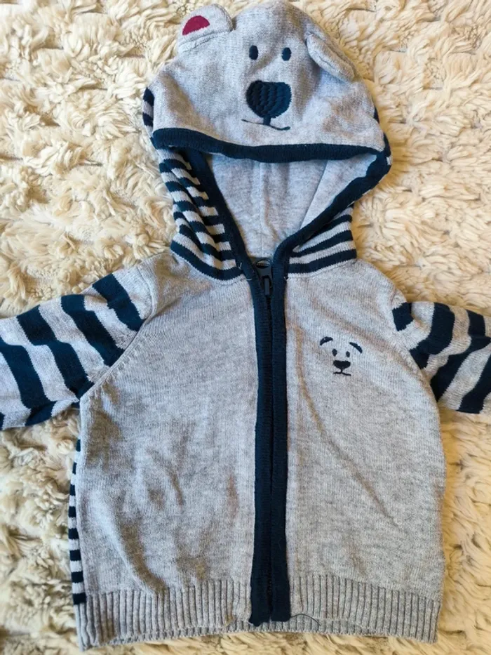 Gilet petit ourson a zip - photo numéro 2