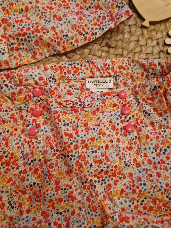 Ensemble d'été blouse et bloomer fleurie cyrillus bebe fille 18 mois - photo numéro 4