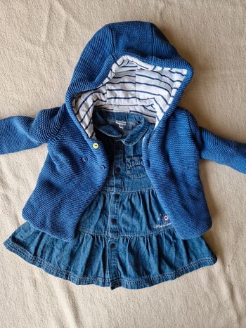 Robe en jean et veste style tricoté 12mois
