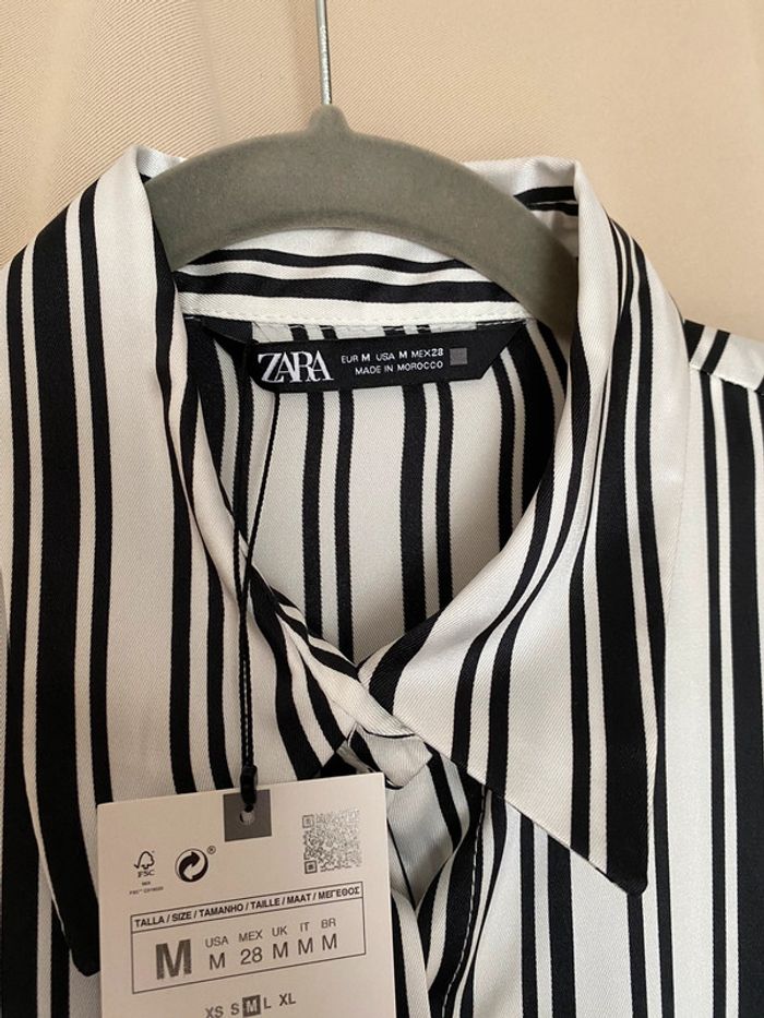 Superbe belle robe chemise à rayures Zara neuve avec étiquette taille M - photo numéro 3