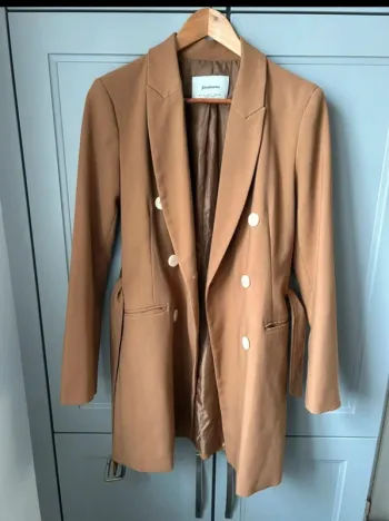 Veste longue ou robe blazer trench camel