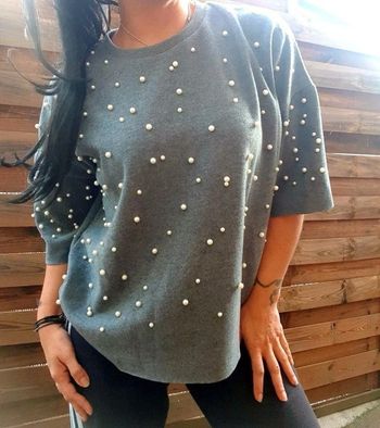 Pull Zara perles manches 3/4
