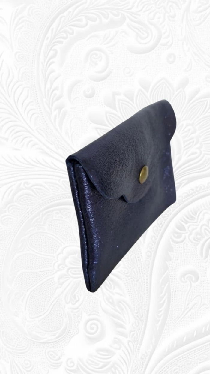 Porte cartes cuir irisé bleu nuit - photo numéro 4