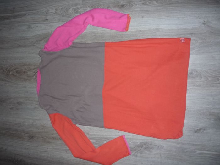 GILET LONG ORANGE / ROSE ET GRIS "MISS CAPTAIN" - TAILLE 2 - n°03 - photo numéro 4