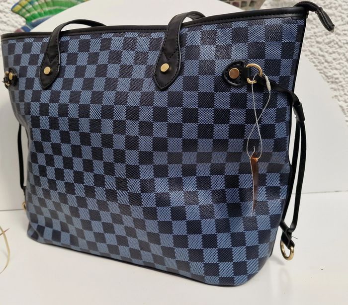 Sac Cabas A Carreaux Noirs Gris Cuir Synthétique - photo numéro 14
