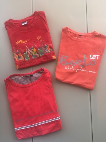 lot de 3 tee-shirts manches courtes tons orange/rouge garçon 12 ans