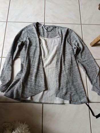Pull femme gris et blanc