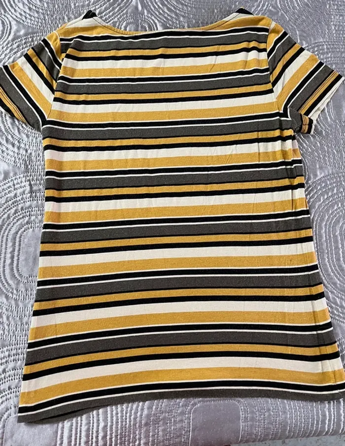 T-shirt rayé gris noir jaune blanc Zamba - photo numéro 2