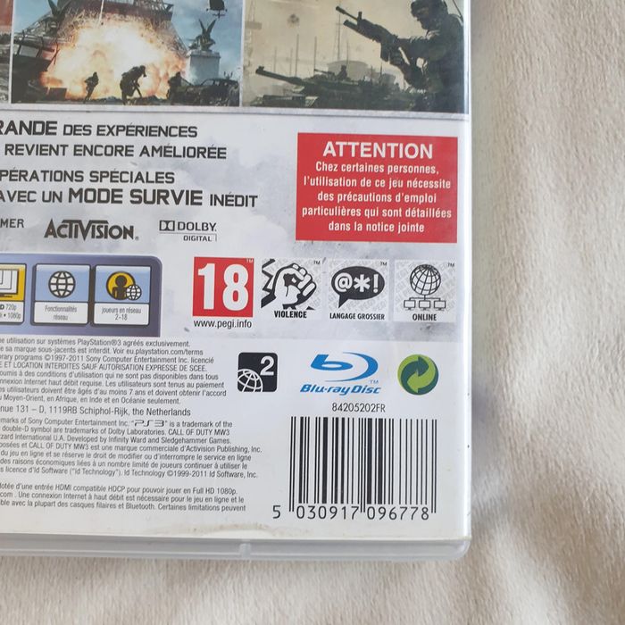 Jeux vidéo call Of Duty Modern Warfare 3 Mw3 Ps3, PlayStation 3, en très bon état - photo numéro 3