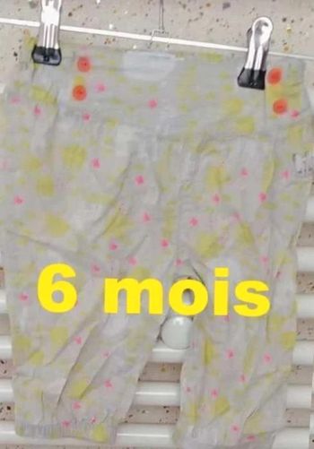 Pantalon gris motif  jaune  fluo rose fluo  blanc  La  Compagnie  des Petits  Taille  6 mois