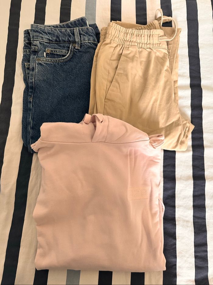 Lot pantalons + sweat à capuche homme Bizzbee