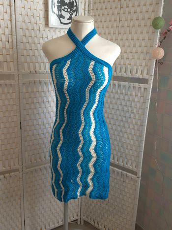 👗jolie robe d'été en crochet bleu turquoise  High Spirits femme TM/ 38