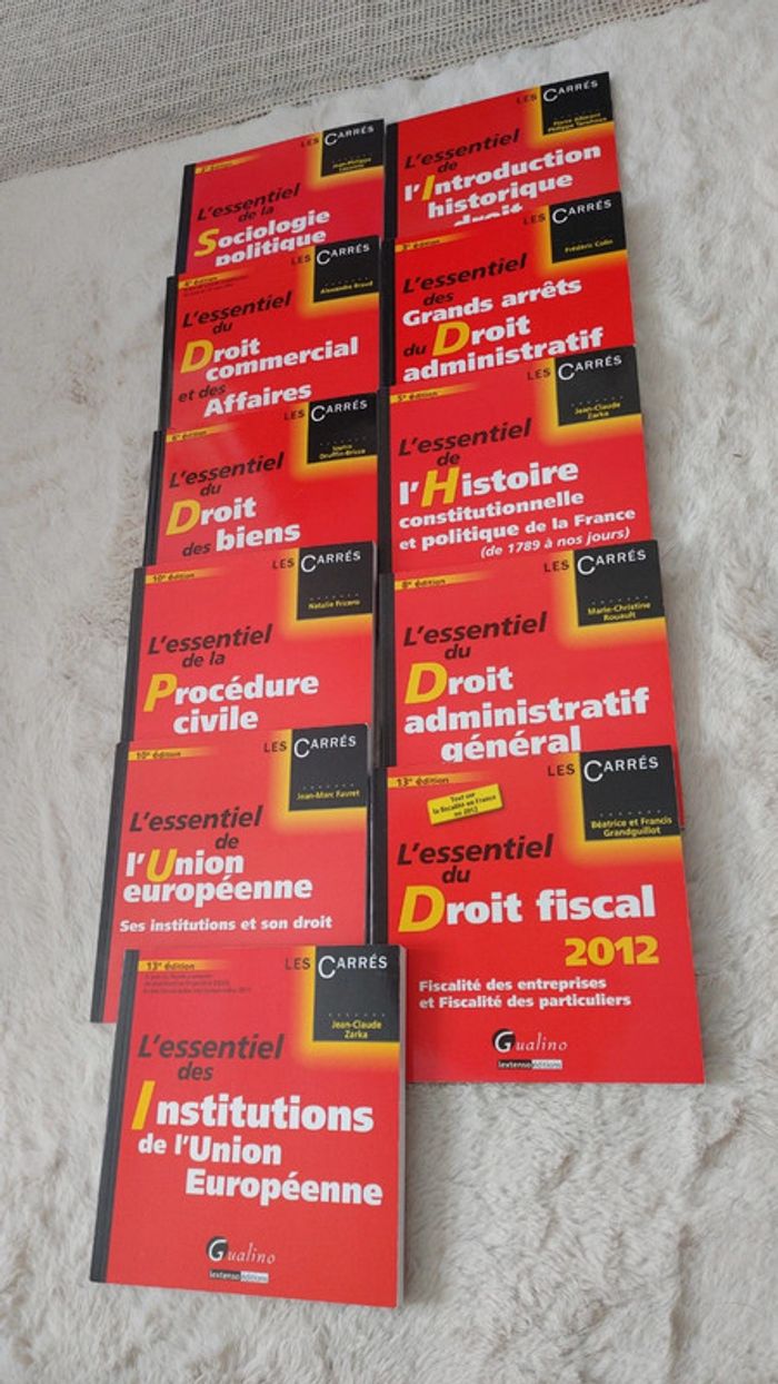 Lot de 11 livres de droit " Les carrés " l'essentiel du droit de