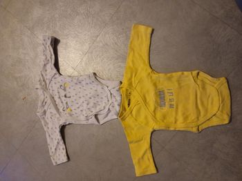 Lot de 2 bodies mixte, taille 0 mois 