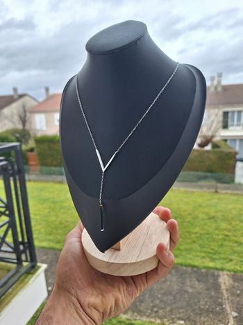Collier en acier inoxydable pendentif en V argentée, bijoux de fête, Collier femme minimaliste