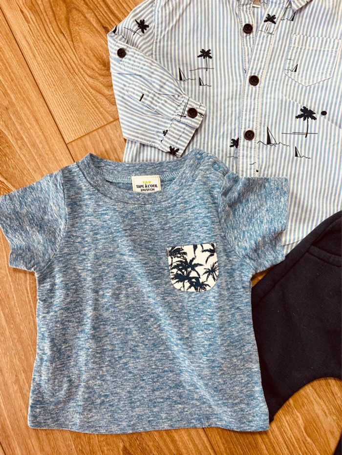 Taille 3 mois ensemble 3 pièces garçon TAO Orchestra bleu * mer * 💙 - photo numéro 5