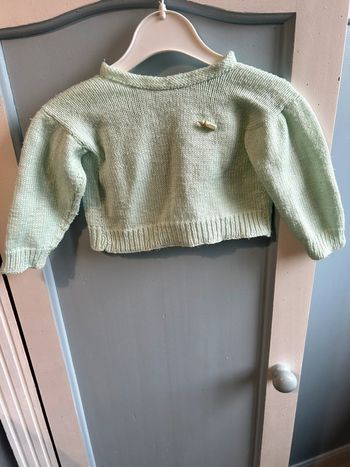 Pull vert fait main en laine, 1-3 mois