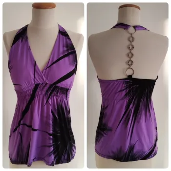 Joli top péplum violet et noir Jenny's taille 36