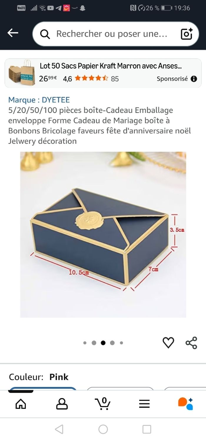 Lot de 25 boites roses pour bonbons ou cadeau - photo numéro 5