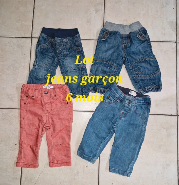 Lot de 4 jeans garçon 6 mois