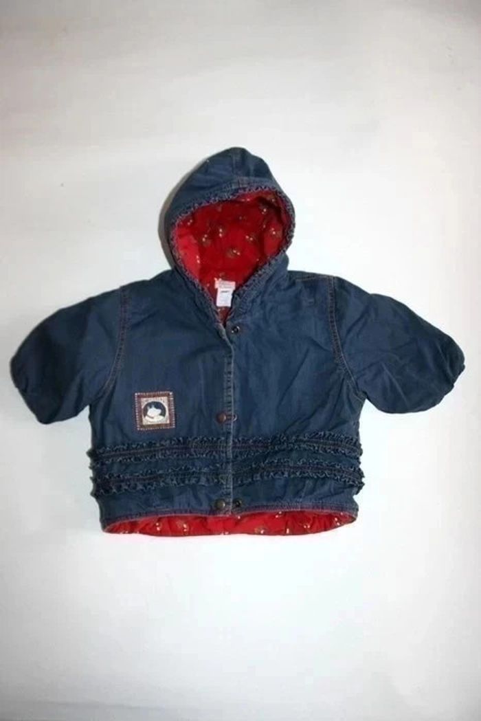 Manteau à capuche jeans à fines côtes Babymini