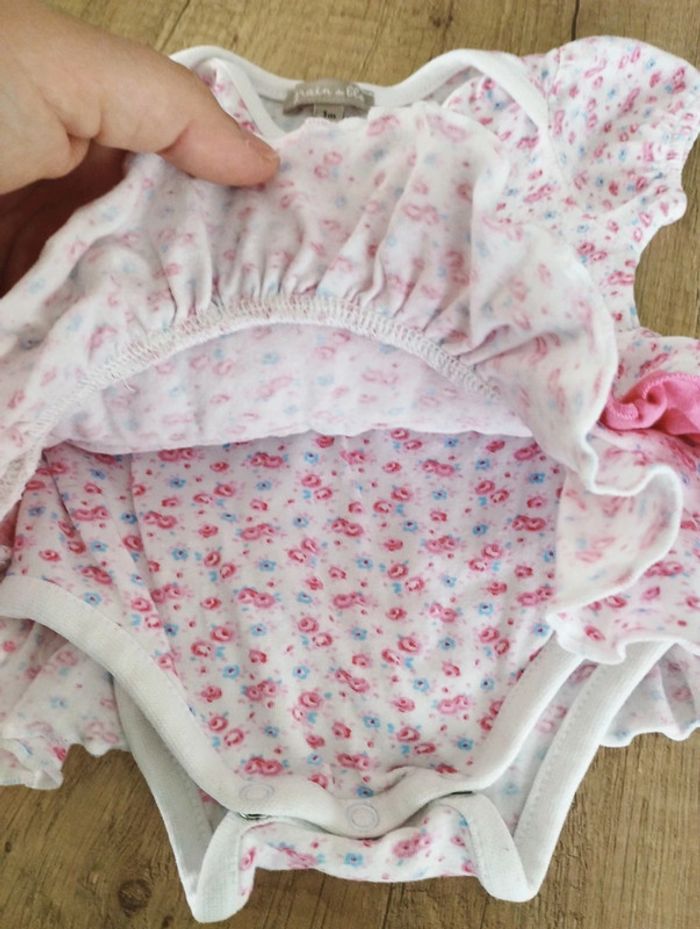 Body robe fille liberty fleurs taille 1 mois Grain de blé - photo numéro 3