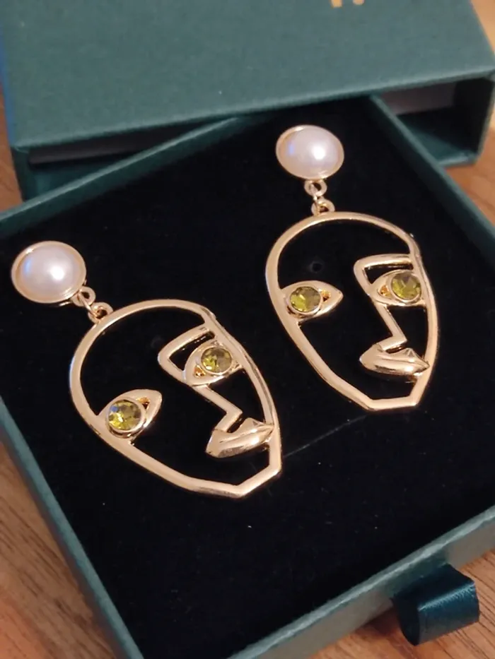 Boîte coffret cadeau bijoux boucles d'oreilles art abstrait neuf - photo numéro 2