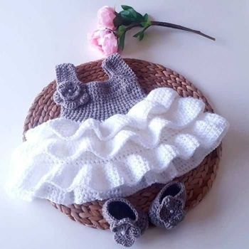 Vêtement bébé fille robe crochet   6 mois