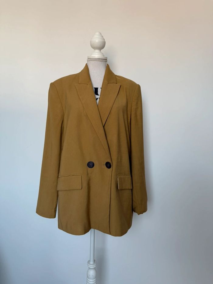 Blazer veste vest Zara long M manteau jas chaqueta Giacca abrigo Jaqueta tailleur perfecto jaune