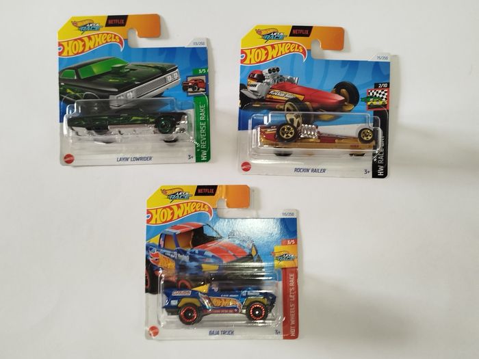 Hot Wheels Lot Let'Race BajanTruck Layin' Lowrider Rockin'Railer Netflix