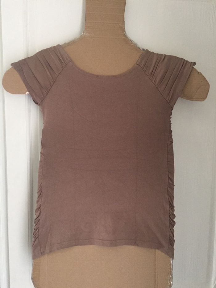 298-Haut marron/taupe « show girl » T 38 -M - photo numéro 2