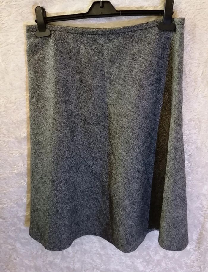 Jupe mi-longue grise type laine Autre ton - photo numéro 8