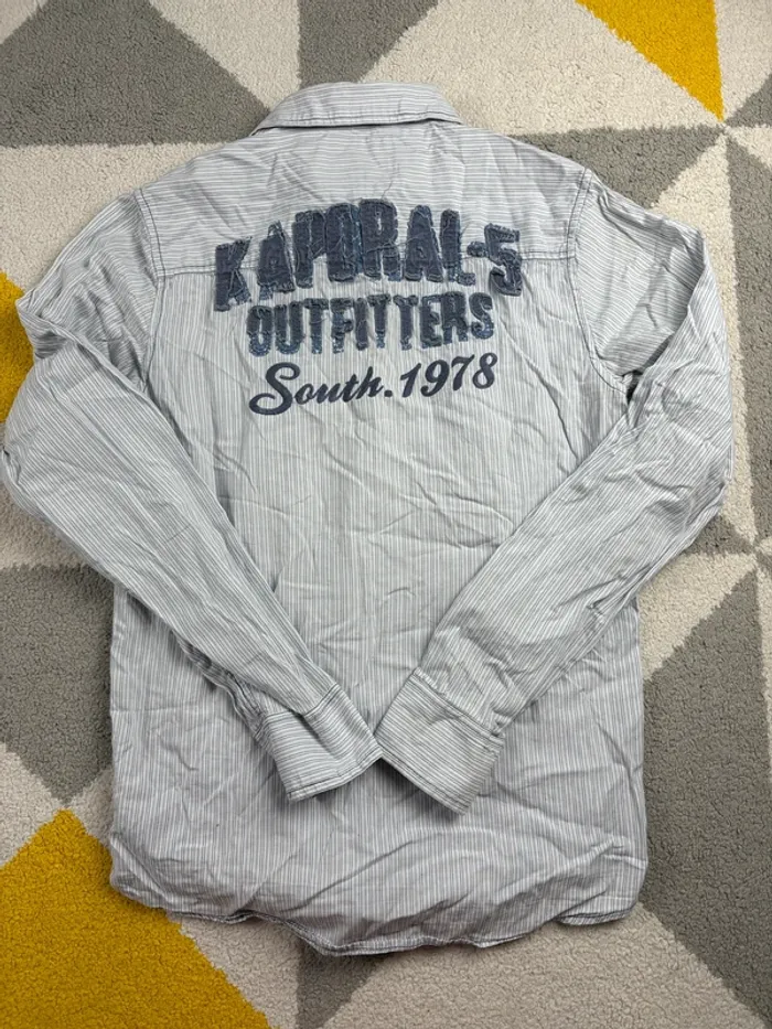 Chemise à rayures Kaporal | Blanc et bleu clair | Taille M - photo numéro 3