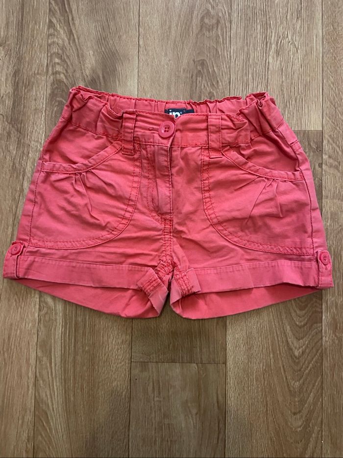 Short en toile rose corail fille 5 ans
