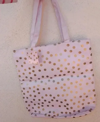 Sac rose à pois doré fourre tout
