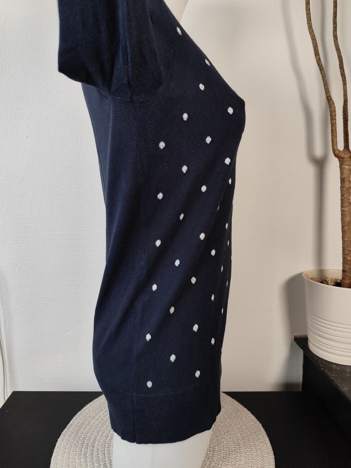 Pull col V marine à pois argenté - Tommy Hilfiger Taille S (US - Dimensions en photo) - photo numéro 5