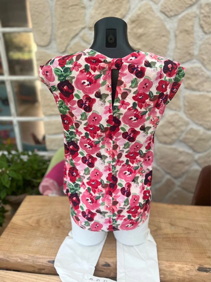 Tunique top blouse femme rose à grosses fleurs taille S / M 36 38 by one - photo numéro 2