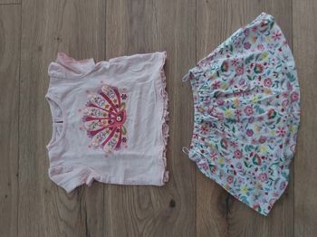 Ensemble t-shirt et jupe-short 6 mois neuf