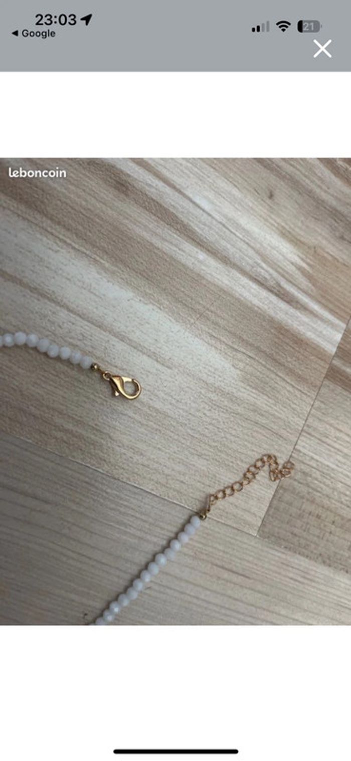 Collier pendentif soleil et lune perles naturelles blanches neuf - photo numéro 7