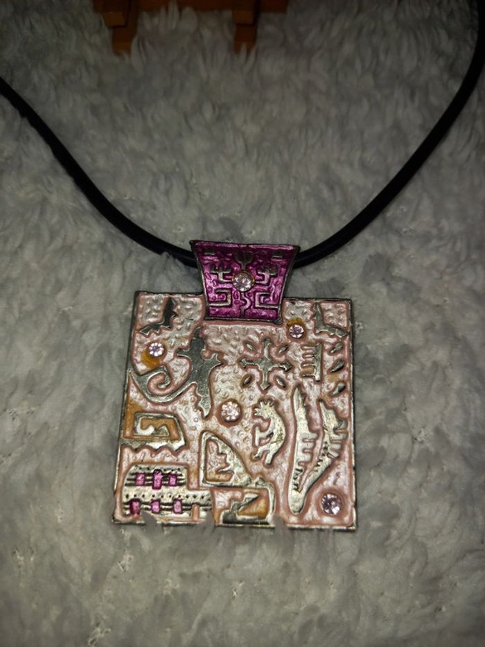 Collier rose ethnique carré - photo numéro 4