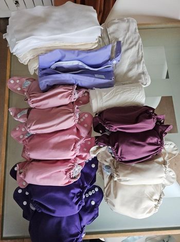 Lot de 10 couches lavables évolutives TE2 + inserts + voiles polaires + sac