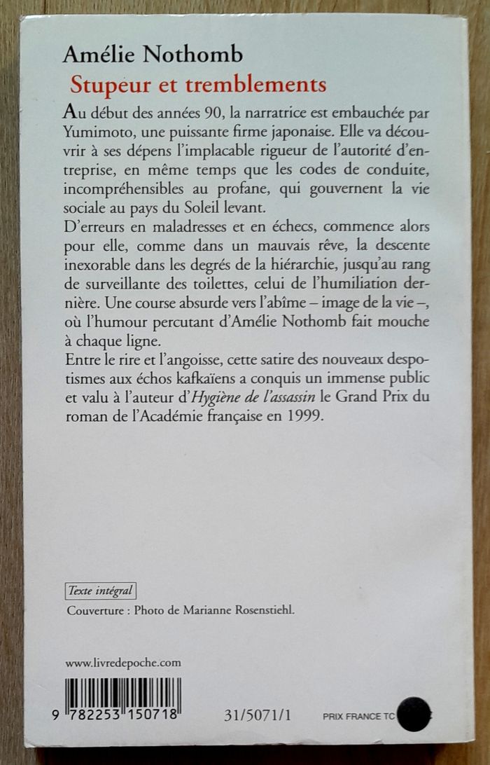 Amélie Nothomb - stupeur et tremblements - photo numéro 3