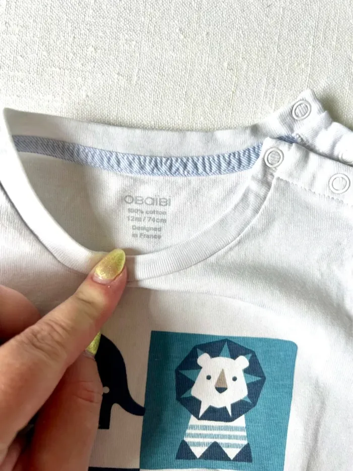 Lot 6 tee-shirts bébé garçon 12 mois – Obaïbi & TAO – manches longues & courtes – bon état - photo numéro 3