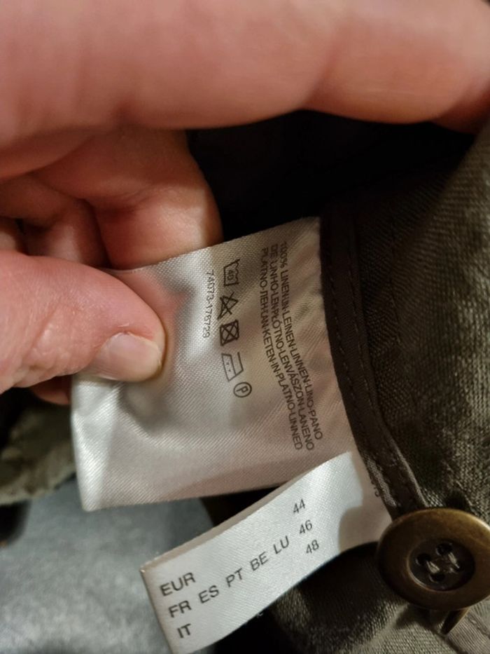 Veste légère en lin gris kaki - photo numéro 6